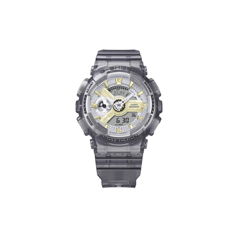 Casio Серия G-SHOCK студенческие универсальные ледяные прочные прозрачные серые модные спортивные двойной дисплей водонепроницаемые часы кварцевый механизм смола GMA-S110GS-8APR