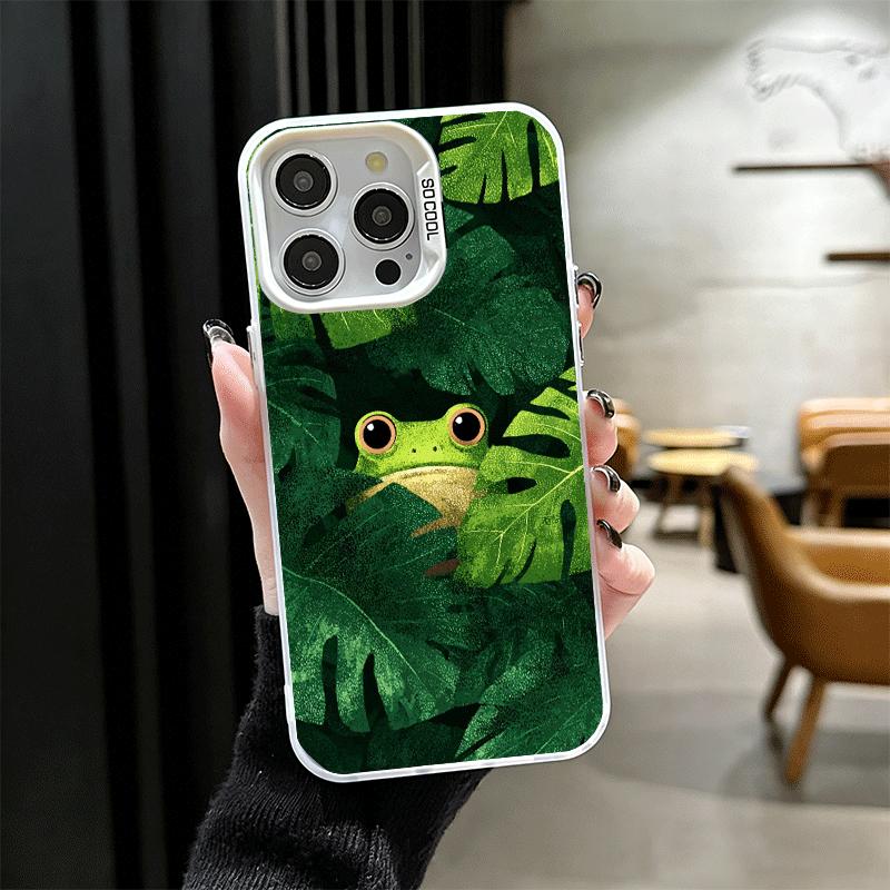 Милый мультяшный лягушонок Мягкий чехол для телефона iPhone 15 16 17 Pro Max 17Air 16E 14 Plus 13 12 Mini Ударопрочный задний чехол