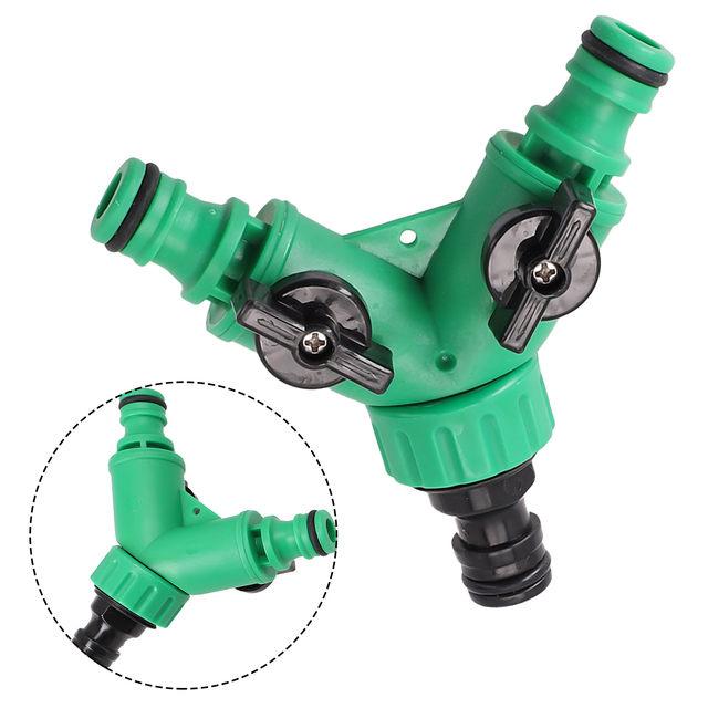2 Way Garden Water Pipe Connectors Pipe Adapter Y Shape Hose Splitter Valve Three Way Plastic Valve With Switch