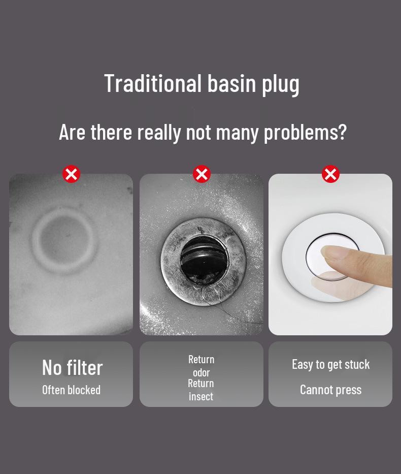 Stainless Steel Pop-up Sink Stopper & Anti-odor Drain Filter