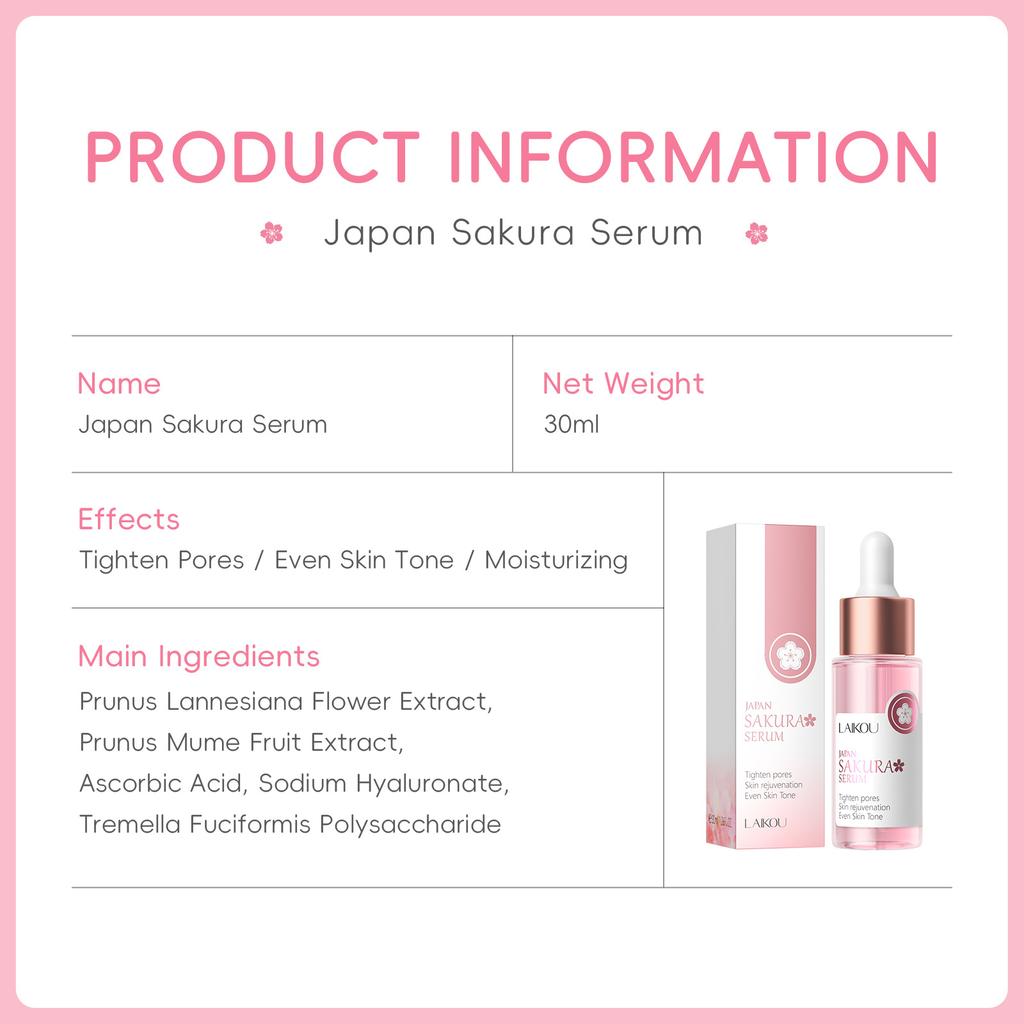 LAIKOU Sakura Anti Wrinkle Serum, Антивозрастная эссенция для лица, Увлажняющая сыворотка для ухода за лицом30 мл
