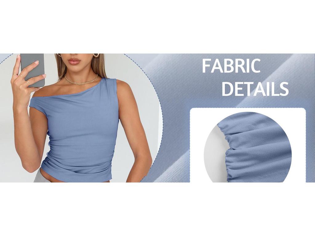 Топ без рукавов с плиссировкой и асимметричной бретелью в европейском и американском стиле для женщин