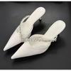Summer Women's Crystal Mules Slippers Elegant Cover Toe Dress Slides Ladies Dancing Party High Heels Shoes Zapatos Mujer