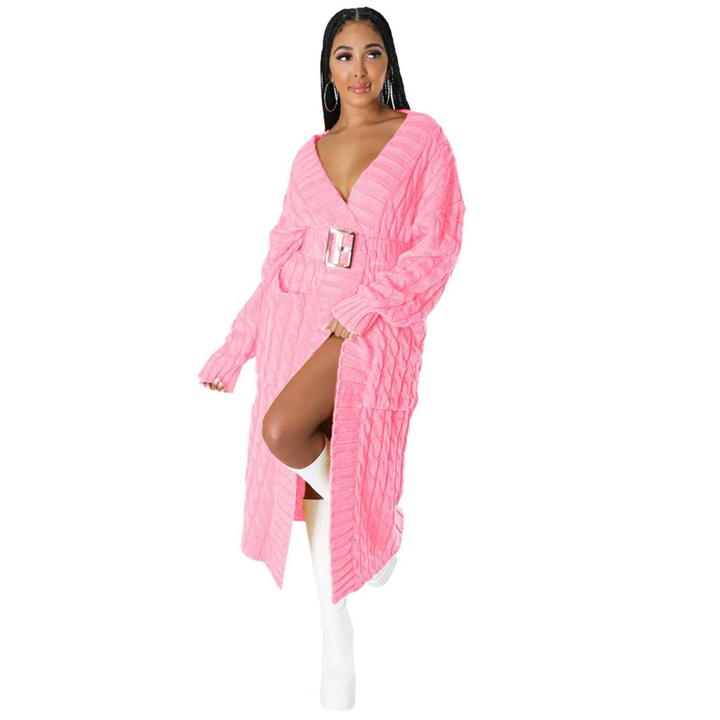 Женское сексуальное пальто-свитер с длинным рукавом в европейском и американском стиле - мода осень/зима