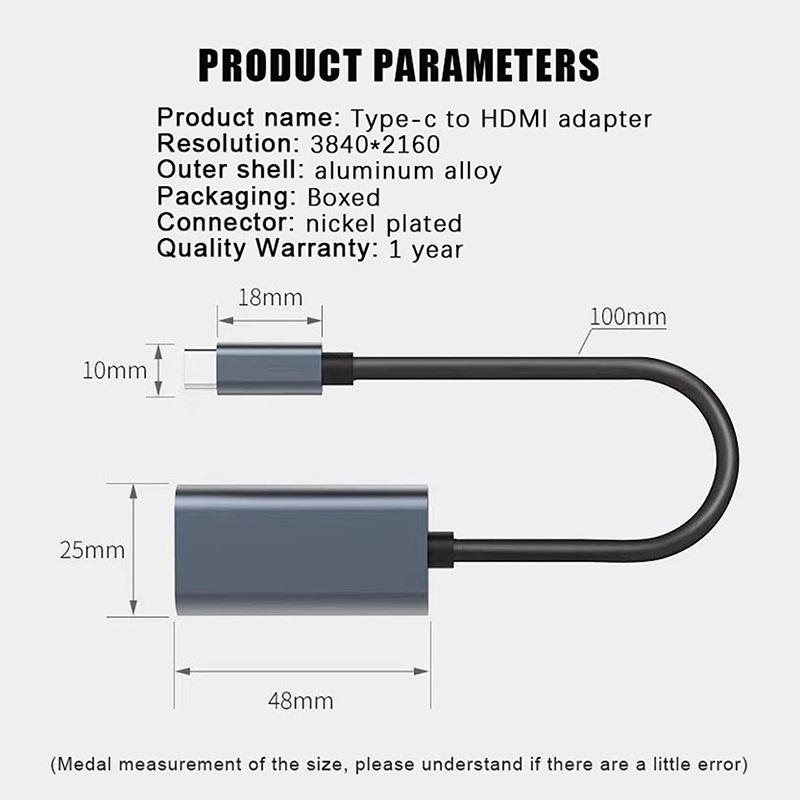 Type C To Hdmi 4K 60Hz Adapter Usb C Usb3.1 Male To Hdtv Female Converter Cable For Laptop Tablet Tv Macbook