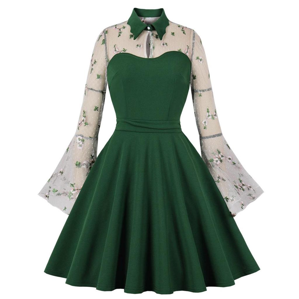 Женские ретро-готические свободные платья с вышитыми развевающимися рукавами и вырезом в форме сердца Платье на Хэллоуин Вечерняя коктейльная вечеринка Повседневная одежда Одежда для особых случаев S-4XL