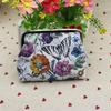 Women Vintage Leather Floral Owl Printing Coin Purse Wallets Travel Compact Cute Small Change Pouch Double Clasp Closure Purse