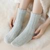 Женские теплые носки средней длины из кораллового флиса — японский стиль, чистый цвет, всесезонные домашние носки для отдыха