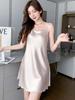 Women's Summer 2022 Ice Silk Camisole Nightdress - Red Sexy Style