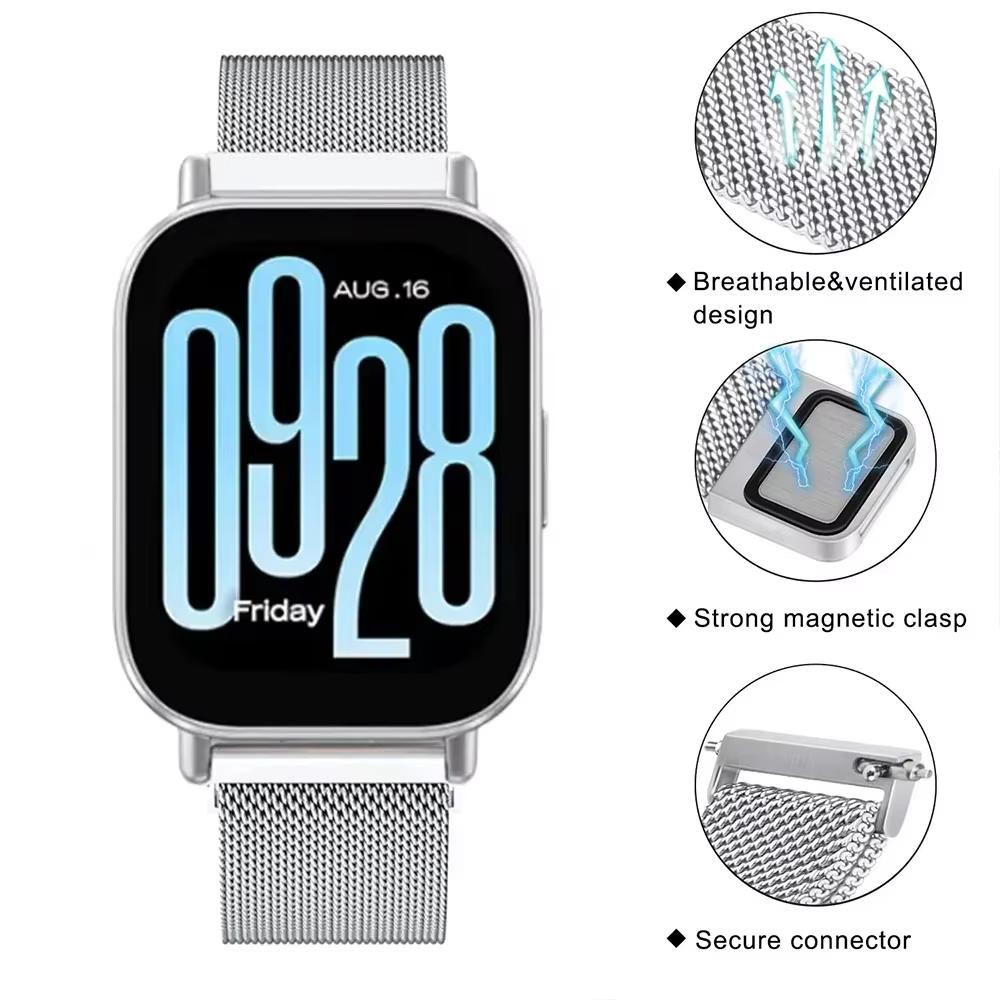 Миланский браслет для Xiaomi Redmi Watch 5 Active Металлический Браслет из Нержавеющей Стали ремешок Redmi Watch 5 Lite Магнитный Браслет