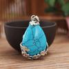 Inlaid Flower Water Drop Gemstone  Natural Quartz Necklaces Pendants Opal Turquoise Amethyst Agate