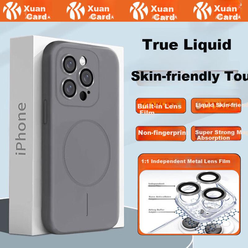 IPhone 14 Pro Case, Magnetic Charging Compatible, IPhone 14 Pro with Lens Protector, Full Coverage Liquid Silicone Shockproof MagSafe