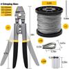 Wire Rope Crimping Tool Kit, 1/16" Stainless Steel Wire Rope Cable with Aluminum Crimping Sleeves and Stainless Steel Thimbles for Railing, Decking