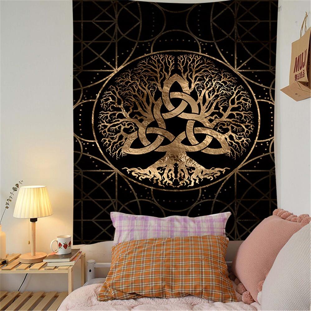 Настенный фоновый тканевый гобелен с вороной, медитация, психоделический рунный художественный настенный психоделический абстрактный гобелен