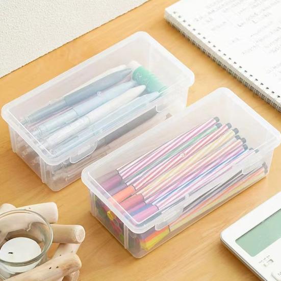 Пенал большой емкости, прозрачный дизайн, складной органайзер для карандашей, защелкивающаяся крышка, карандаш
