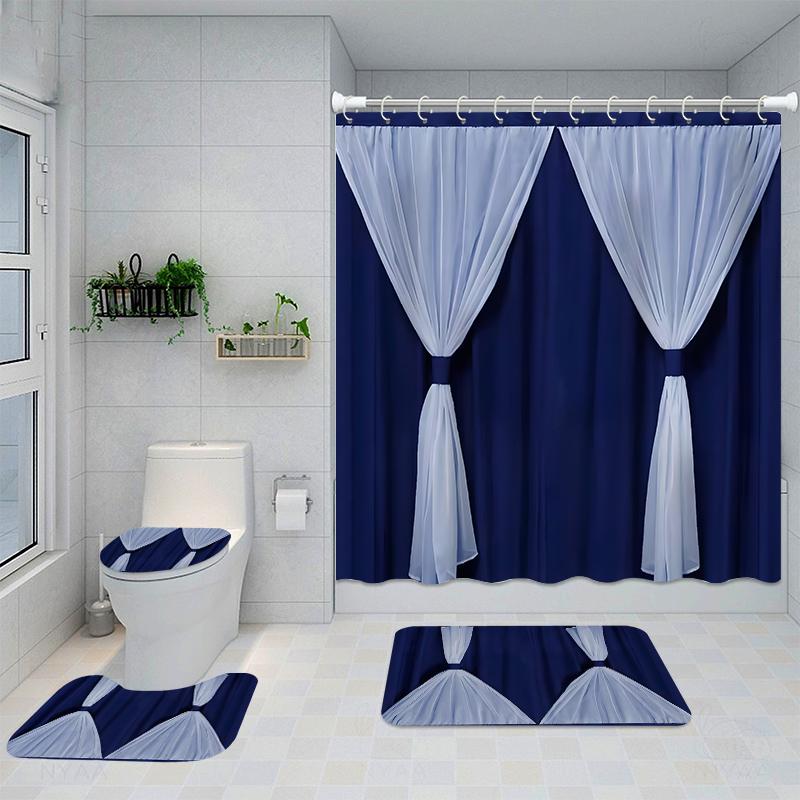 Водонепроницаемая занавеска для душа с 12 крючками, чехлы для унитазов, сиденья, коврики для ванной для ванной комнаты, нескользящий коврик, ковер, занавеска для окон