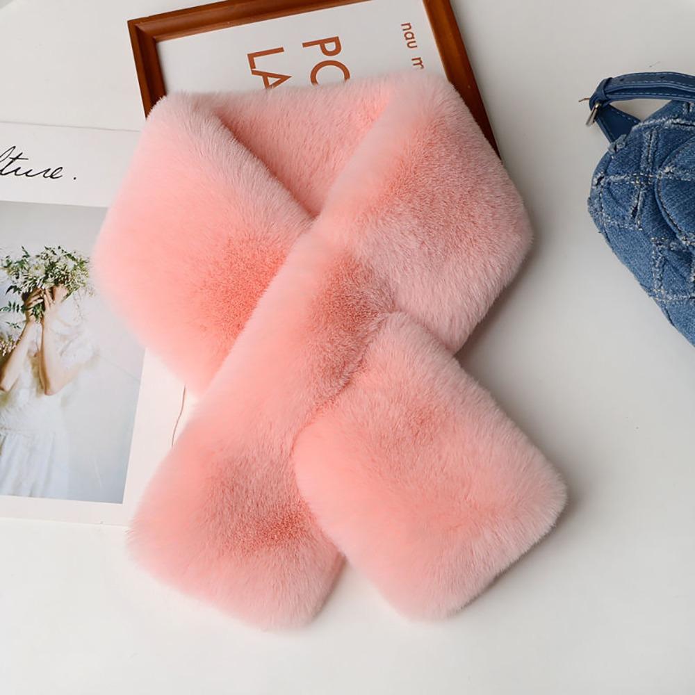 Искусственный кроличий мех шарф-крест однотонный шарф из искусственного кроличьего меха милая грелка для шеи женский