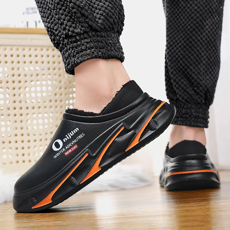 Зимние мужские теплые тапочки Хлопковые тапочки На каблуке Уличные Домашние Теплая обувь Мужские Домашние Тапочки Плюшевые Теплые Тапочки 38-45