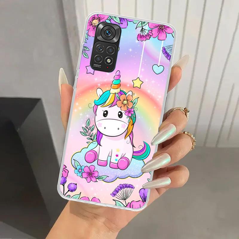 Pink Unicorn Rainbow Phone Case for Xiaomi Redmi Note 15 14 14S 13 12S 12 Pro 11S 11 Plus 11T 11E 10S Soft Funda Print Shell Red