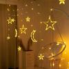 Solar/Battery Powered Star Moon String Lights LED Fairy Curtain Lamp 8 Modes Waterproof For Home Room Christmas Party Glow Decor