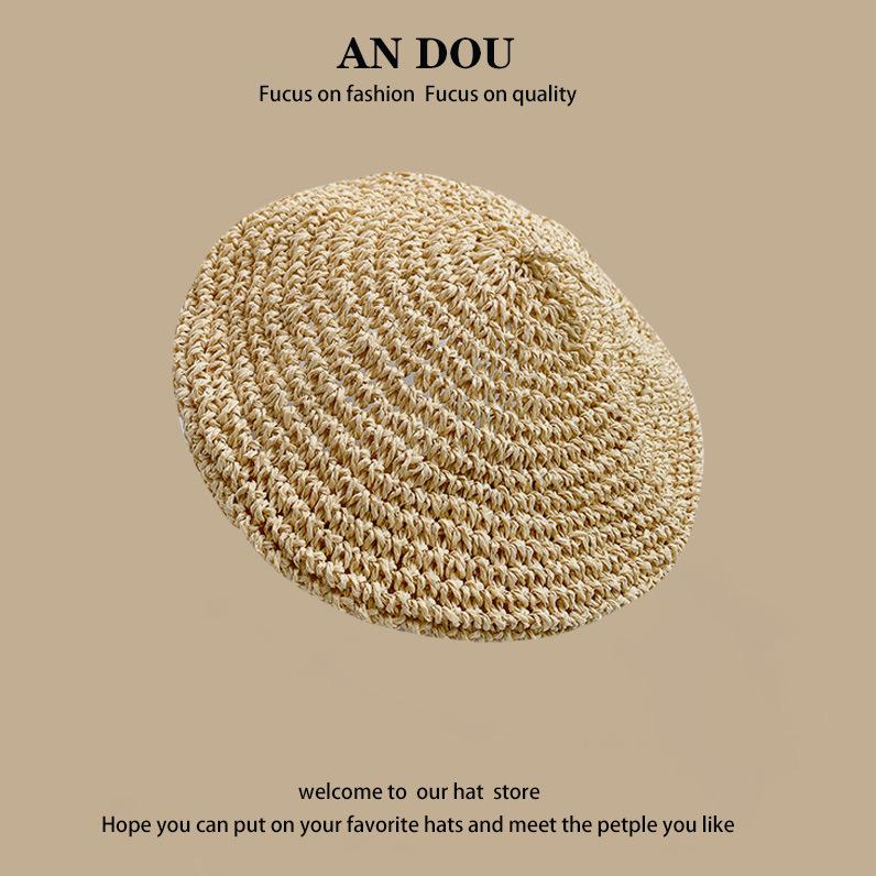Весенне-летняя милая соломенная шляпа с диким плетением, женская солнцезащитная шляпа для моря, солнцезащитный крем для рыбалки, шляпа с большими полями, показывающая лицо, маленькая шляпа-горшок, прилив