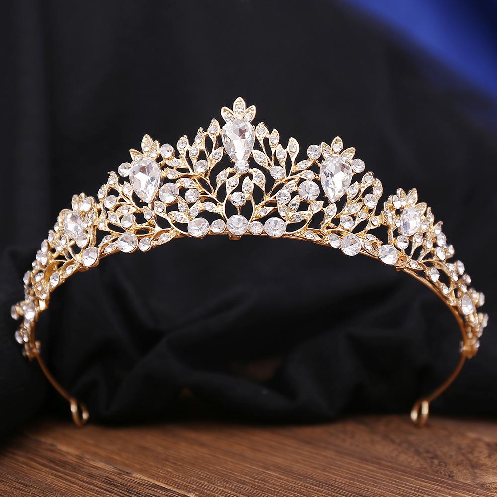 Bridal Crown Colorful Rhinestone Headband Baroque Alloy Crown Wedding Dress Accessories Hair Accessories