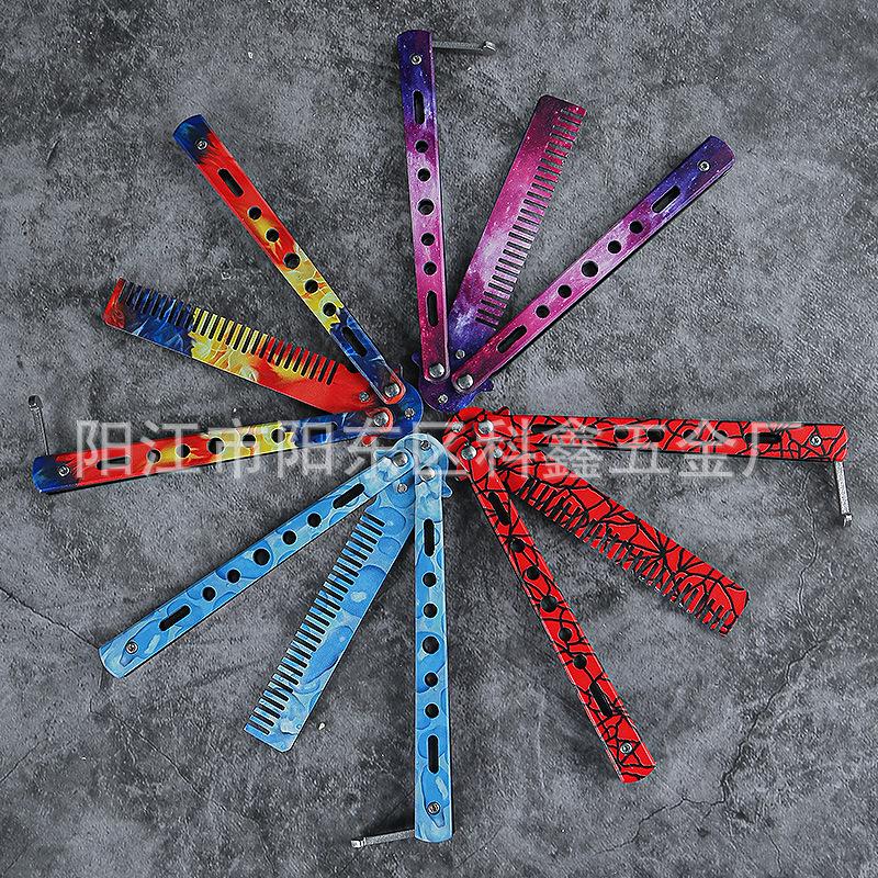 Stainless Steel Unsharpened Butterfly Practice Comb - Outdoor Training Butterfly Knife