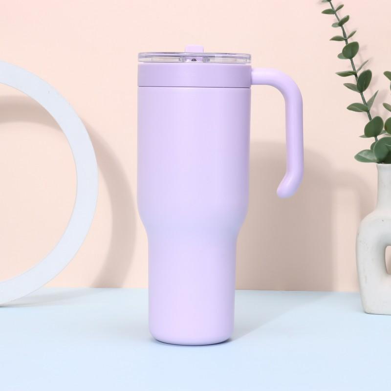 40oz Stainless Steel Travel Mug With Handle Straw Vacuum Insulated Car Cup Office Outdoor Camping