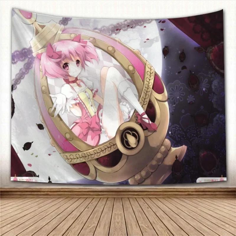 Puella Magi Madoka Magica Кавайное Аниме Гобелен Психоделический Декоративный Ковер Настенная Ткань Для Гостиной Спальни Аксессуары