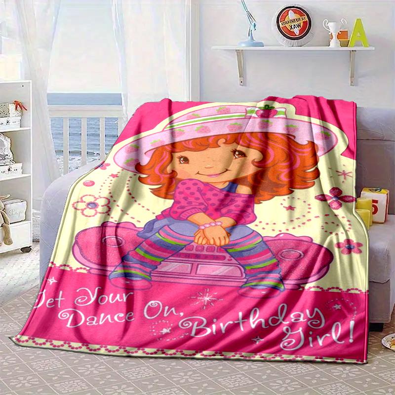 Strawberry Hat And Cat Blanket Flannel Blanket for bed, sofa, Camping, Hiking, Picnic Essentials, gift for family Fan gifts