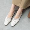 Весна-лето Женские туфли на плоской подошве с квадратным носком Модные плиссированные туфли из натуральной кожи Базовые женские лаконичные повседневные рабочие туфли 2024 Новинка
