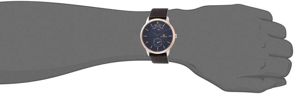 Tommy Hilfiger HUNTER Многофункциональные часы, темно-синие с коричневым, Циферблат, 1791605, Мужские,