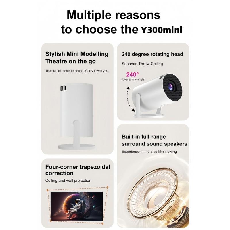 Portable Streaming Projector With USB C Fast Charging Highly Definition Display Wireless Screen Presentation