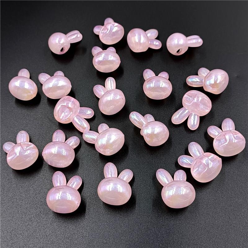 Бусины с УФ-покрытием в виде головы кролика, 5 шт., креативный бисерный материал, отверстие сзади, тонкая вспышка, браслет, ожерелье, ювелирные изделия, аксессуары, бусины