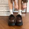 Brown Lace-up Small Leather Shoes for Women 2025 Autumn New Versatile Retro British Style Platform Thick Heel with Skirt Single Shoes for Women