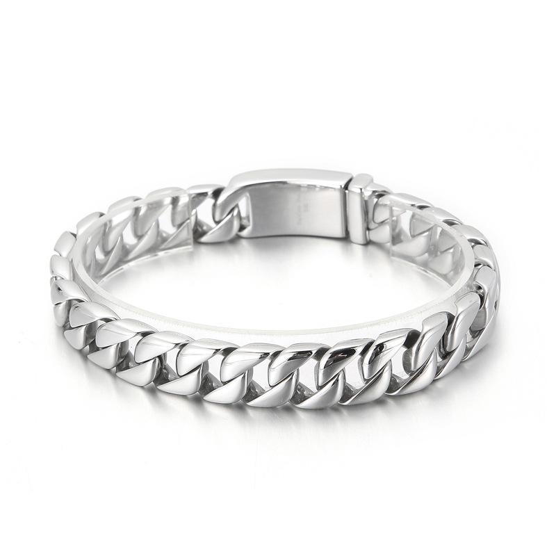 12MM Fashion Men Stainless Steel Thick Cuban Chain Bracelet Jewelry