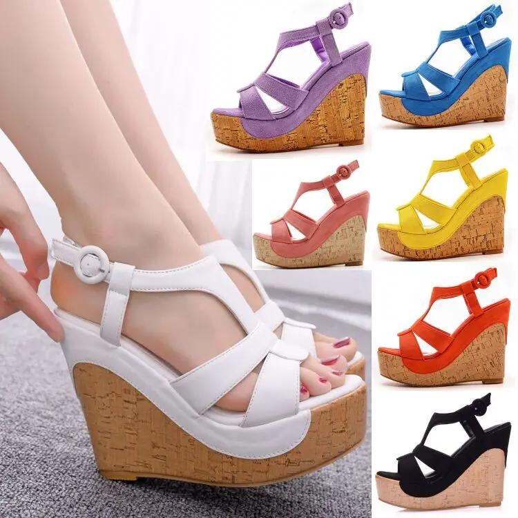 Большие размеры 12 см водонепроницаемые босоножки на платформе Hollow Fish Mouth Sandals Platform Tuddle Sandalias De Mujer Fashion Zapatos Mujer