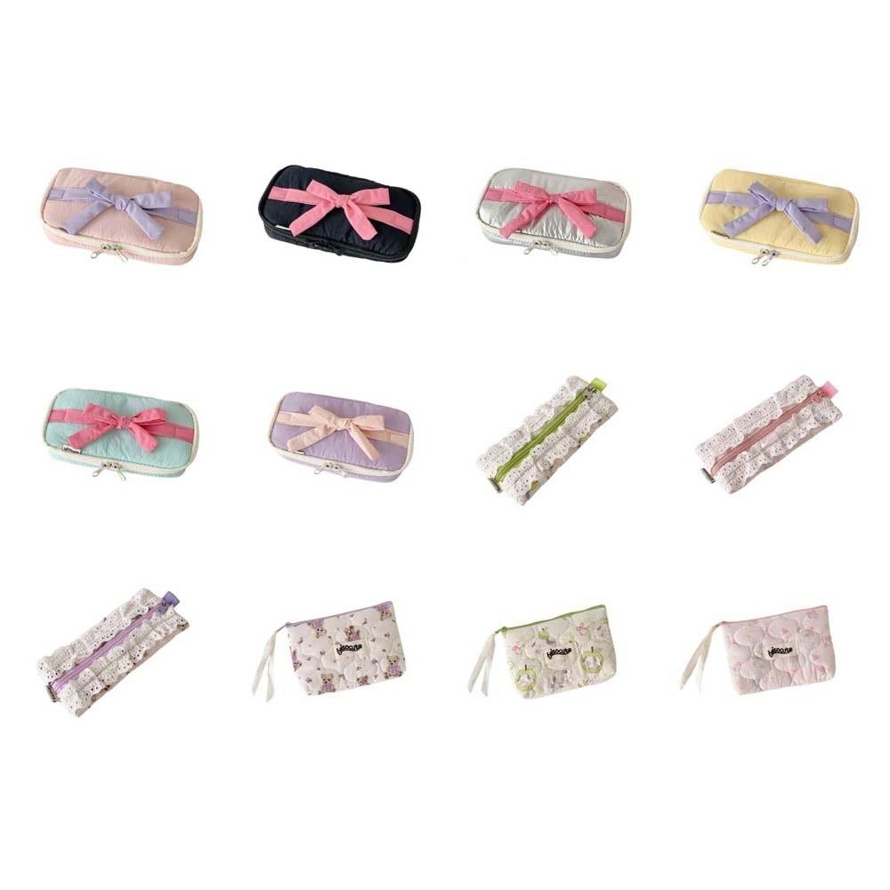 Настольное хранение Корейский стиль Пенал Сладкое кружево Бант Сумочка для карандашей Подставка для канцелярских принадлежностей