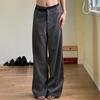 Summer Women's Collision Waist Head Design Loose Pinstripe Drape Straight Versatile Temperament Casual Woven Trousers