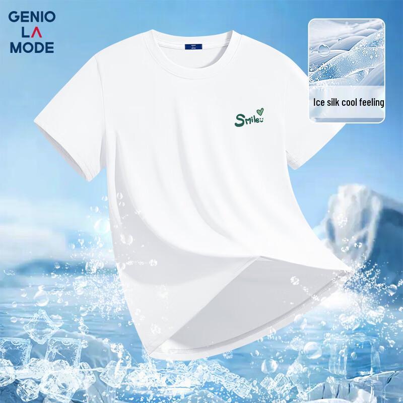 GENIOLAMODE Men's Ice Silk Printed Short-Sleeve T-Shirt