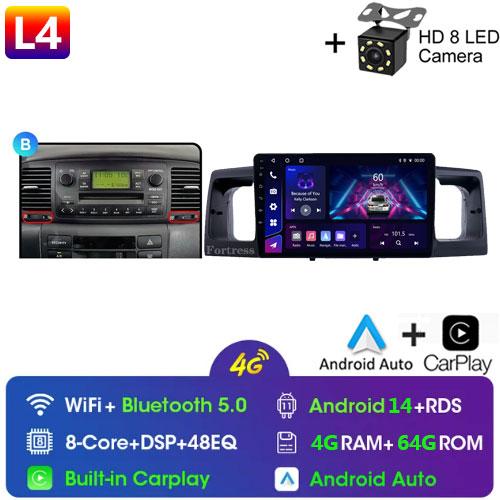 2Din Android14 для Toyota Corolla E120 E130 2000-2004 Автомобильный Радио Мультимедиа Видео Плеер GPS Навигация Carplay Стерео Автомагнитола