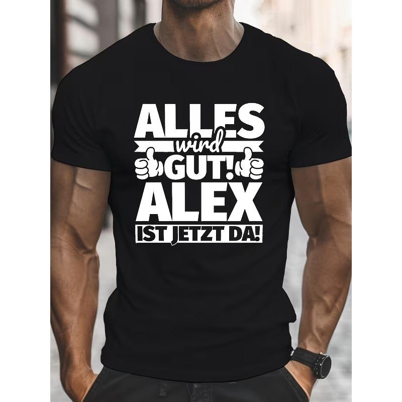 Европейские размеры Привлекательный немецкий дизайн Футболка ALEX для мужчин с коротким рукавом и круглым вырезом, идеально подходит для повседневной носки и комфортная