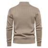 Men's Winter Solid Color Stand Collar Half Zipper Slim Fit Knit Long Sleeve Top