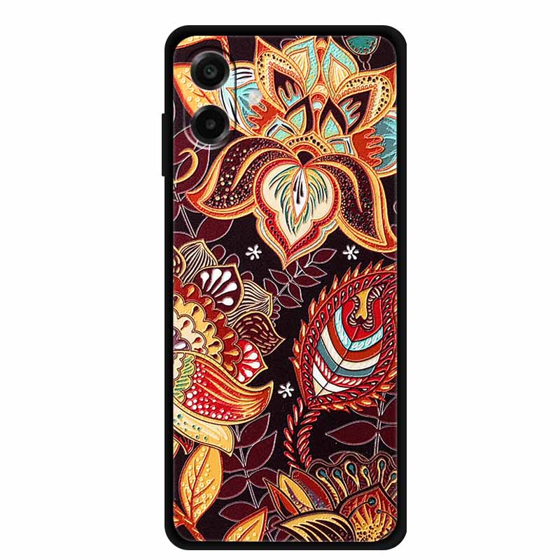 3D Силиконовый Чехол Для Samsung Galaxy A07 4G Чехол Рельефный Тиснение Цветы Черный Мягкая Задняя Крышка Чехлы Для Samsung Galaxy A17 Чехлы