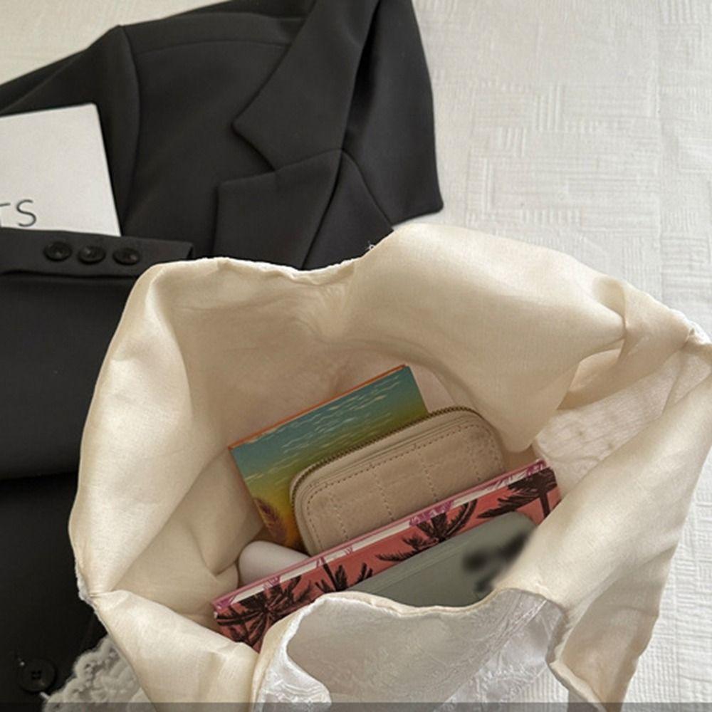 Korean Style Simple Canvas Handbag Tote Bag Large Capacity Bag Lace Shoulder Bag Couple