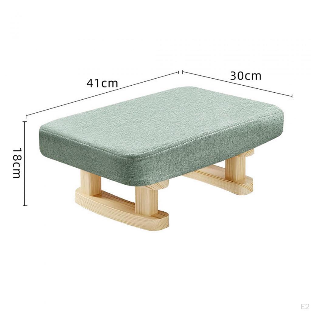 Padded Footstool Footrest with Wooden Legs 16x12x7inch Comfortable Rectangle Chair Step Stool Small