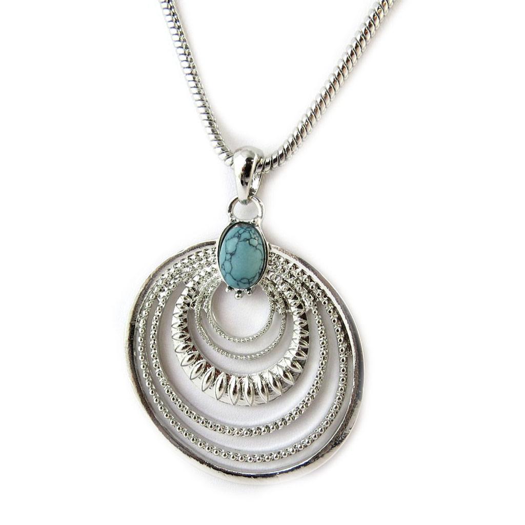 Les Trésors De Lily [N7045] - Silver Turquoise 'Navajos' Necklace
