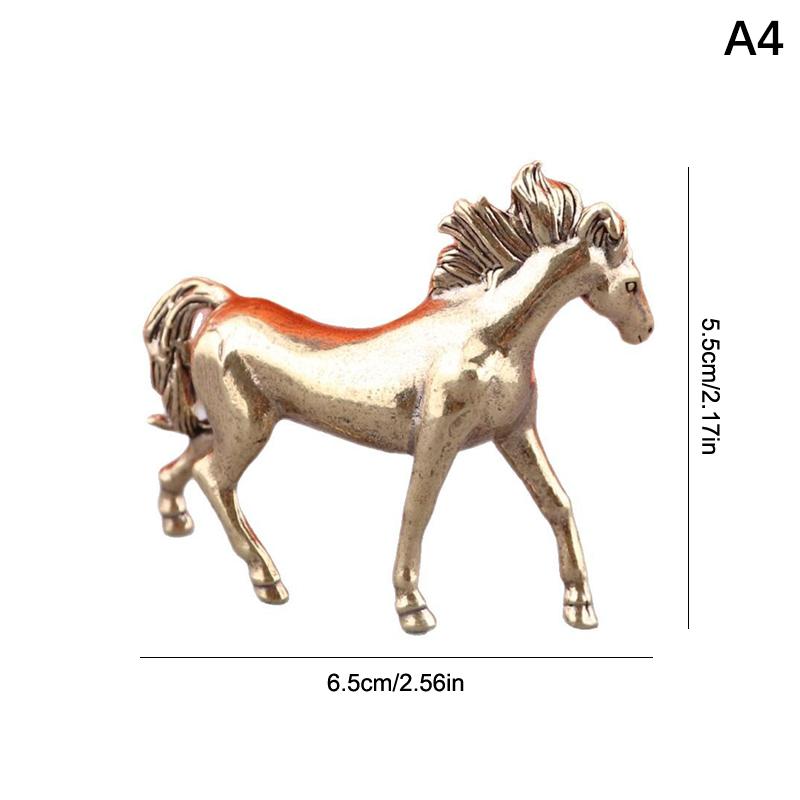 Brass Horse Figurines Chinese Year Zodiac Horse Ornament Feng Shui Lucky Statue Home Office Desktop Decoration Crafts
