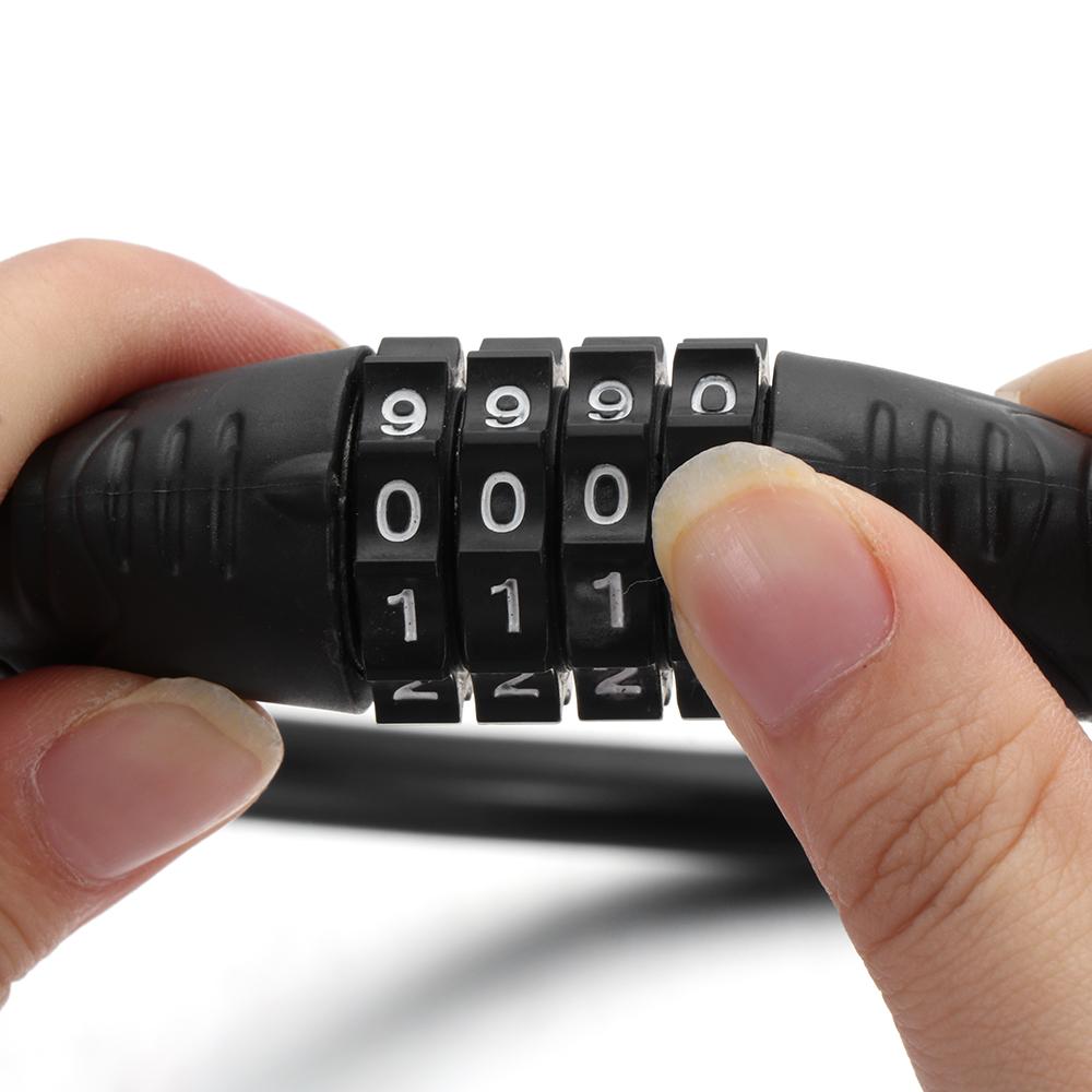 Bike Accessories Cable Chain Resettable Bike Lock 4 Digit Password Combination Number Padlock