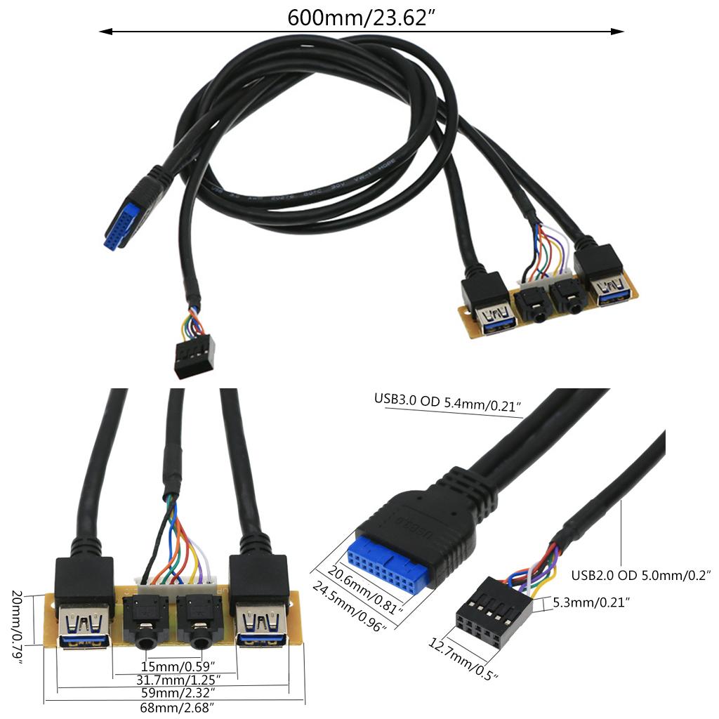 Передняя панель USB3.0+ USB3.0+Порт аудиоразъема высокой четкости Плата вводов/выводов + Внутренний проводной аудиовидеокабель для компьютера для